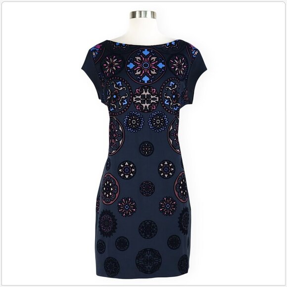 Desigual Sofia Dark Gray Stretch Knit Velvet Mandalas Dress New NWT Size XXL - Picture 4 of 8